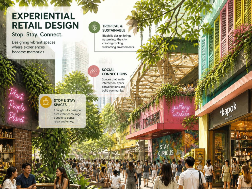 What is experiential retail design and how does it differ from standard retail interior design?