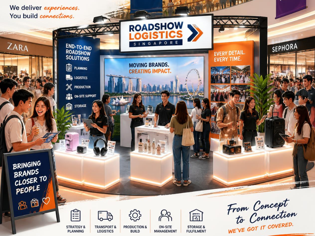What does a roadshow logistics service in Singapore actually cover?
